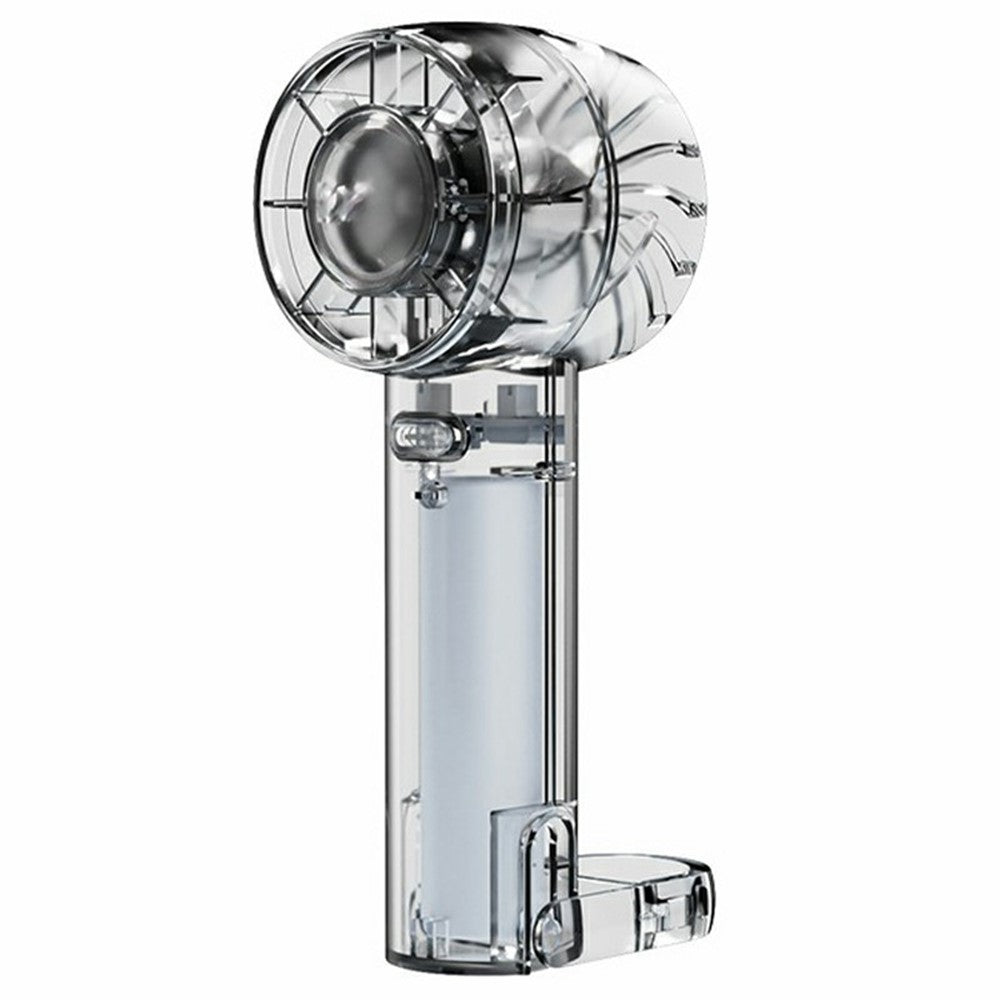 W21 Portable Handheld Fan 3 Speeds Transparent High Speed Turbo Fan with Cold Compress Function