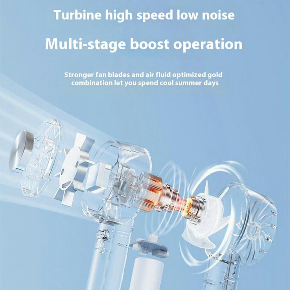 W21 Portable Handheld Fan 3 Speeds Transparent High Speed Turbo Fan with Cold Compress Function