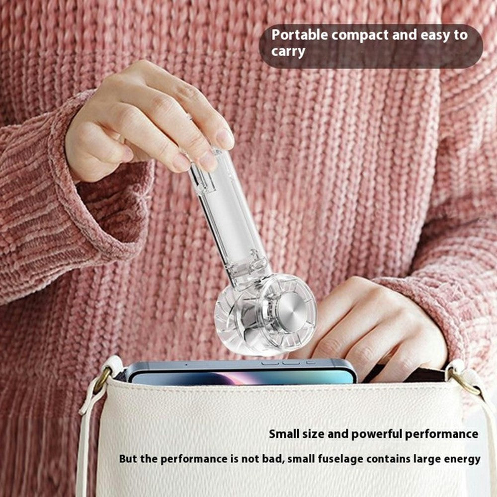 W21 Portable Handheld Fan 3 Speeds Transparent High Speed Turbo Fan with Cold Compress Function
